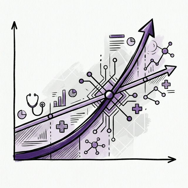 An aggressive growth chart breaking through a brick wall